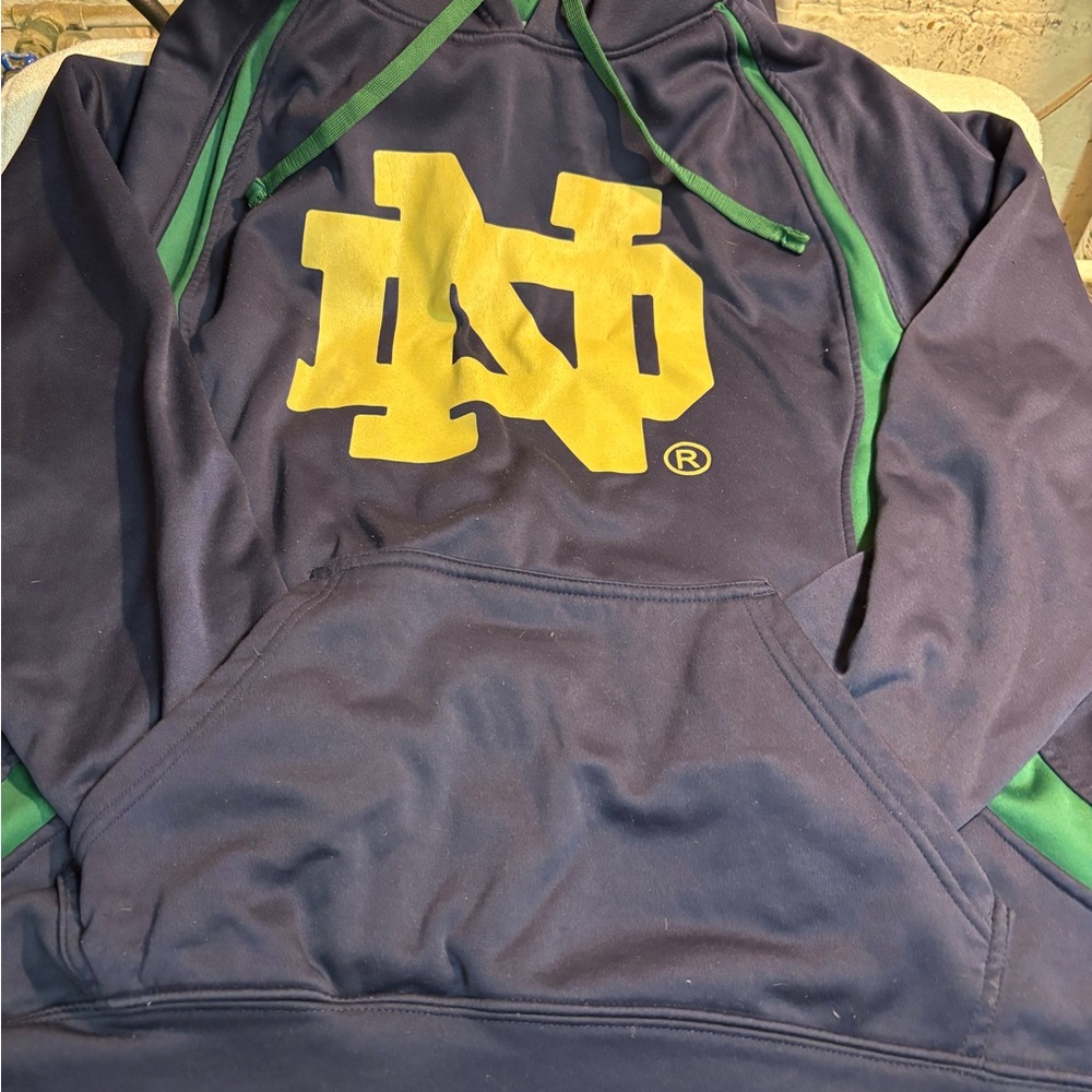 Notre Dame Navy and Green Dri-Fit Hoodie